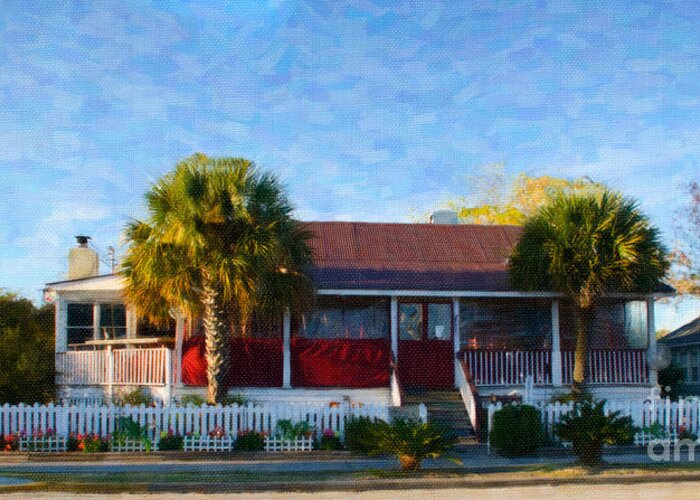 Poe's Tavern Greeting Card featuring the digital art Poe's Tavern on Sullivan's Island SC by Dale Powell