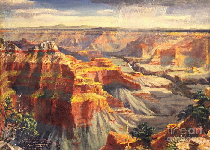 Grand Greeting Card featuring the painting Point Sublime - Grand Canyon AZ. by Art By Tolpo Collection