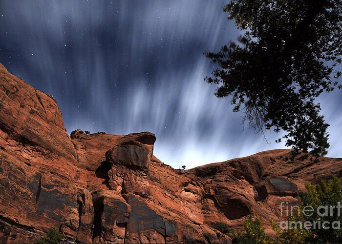 Poison Spider Mesa Greeting Card featuring the photograph Poison Spider Mesa under Moonlight by Gary Whitton