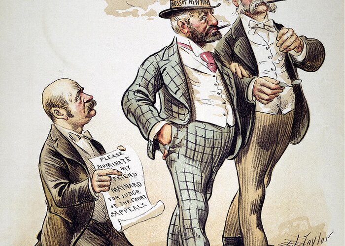 1893 Greeting Card featuring the drawing Political Corruption 1893 by Granger