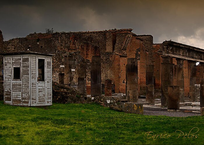 Pompei Greeting Card featuring the photograph Pompei rovine teatro con box by Enrico Pelos