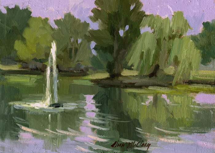 Fort Dent Greeting Card featuring the painting Pond at Fort Dent Tukwilla by Diane McClary