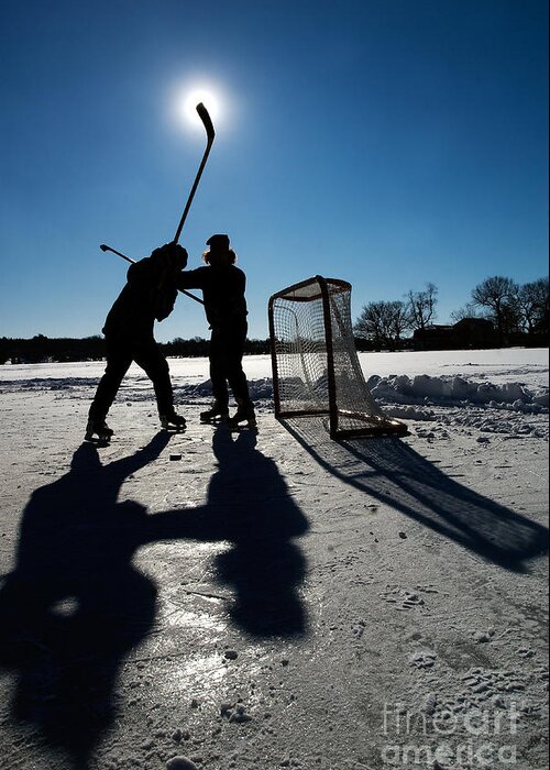 Pond Hockey Greeting Card featuring the photograph Pond Hockey-2 by Steve Somerville