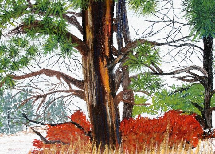 Landscape Greeting Card featuring the pastel Ponderosa Winter by Michele Turney