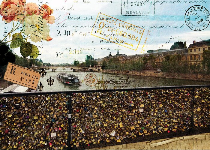 Sandy Lloyd Greeting Card featuring the painting Pont Des Arts by Sandy Lloyd