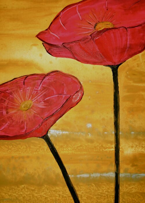 Poppies Painting Greeting Card featuring the painting Poppies Painting by Laura Carter