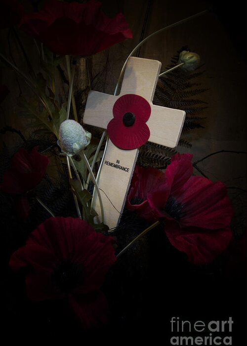Flower Greeting Card featuring the photograph Poppy on the cross by Steev Stamford
