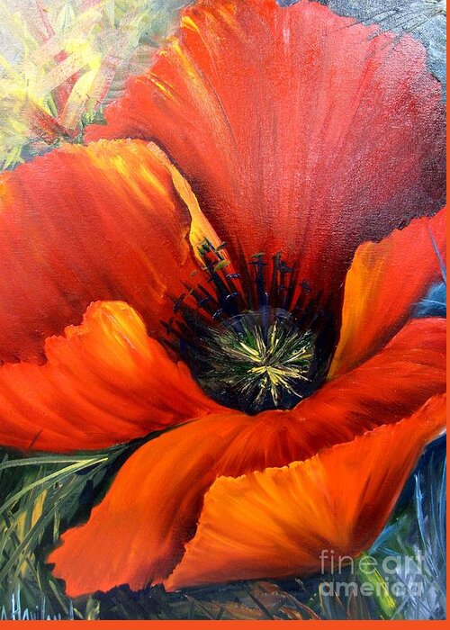 Poppy Greeting Card featuring the painting Poppy Red by Barbara Haviland