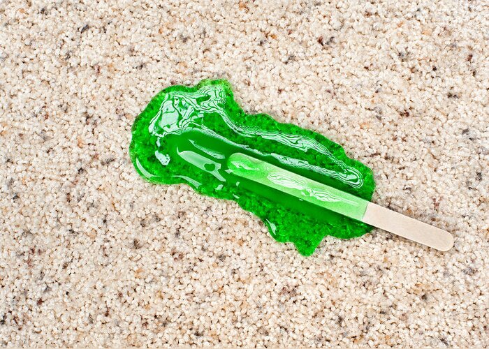 Popsicle Greeting Card featuring the photograph Popsicle dropped on carpet by Joe Belanger