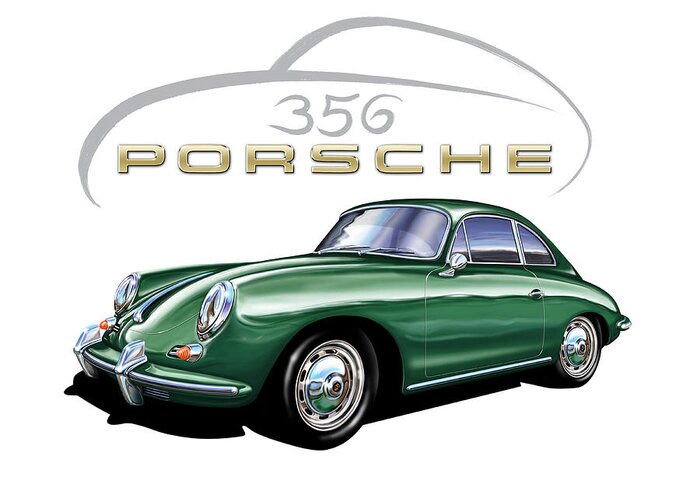 Porsche Greeting Card featuring the painting Porsche 356 Coupe Green by David Kyte