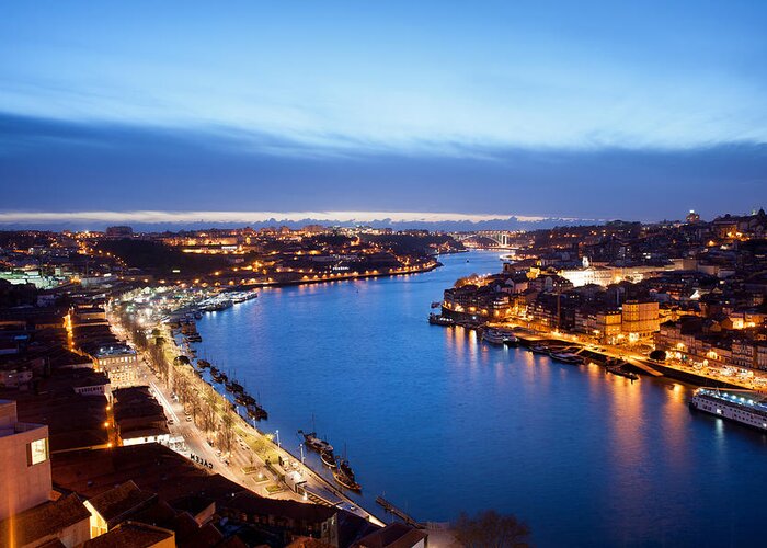 Porto Greeting Card featuring the photograph Porto and Gaia at Dusk in Portugal by Artur Bogacki
