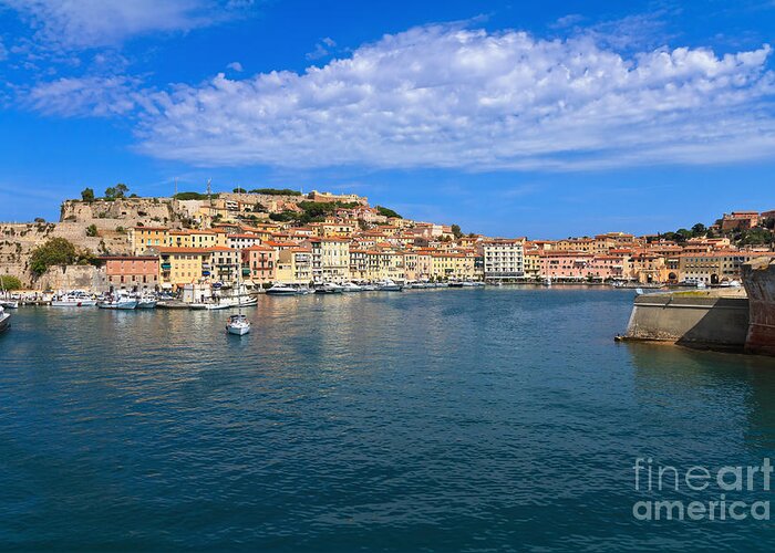 Italy Greeting Card featuring the photograph Portoferraio - view from the sea by Antonio Scarpi