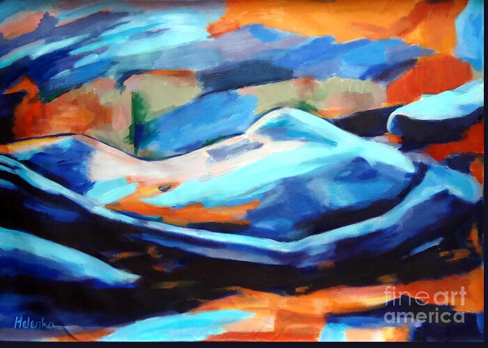 Abstract Nudes Greeting Card featuring the painting Portrait of a figure by Helena Wierzbicki