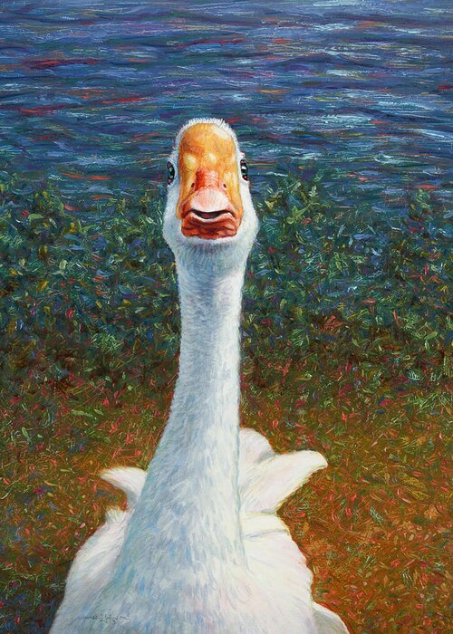 Goose Greeting Card featuring the painting Portrait of a Goose by James W Johnson