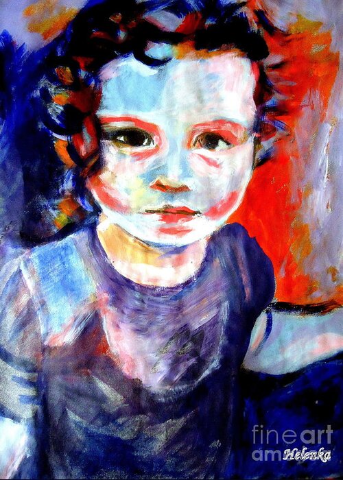 Affordable Original Paintings Greeting Card featuring the painting Portrait of a little girl by Helena Wierzbicki