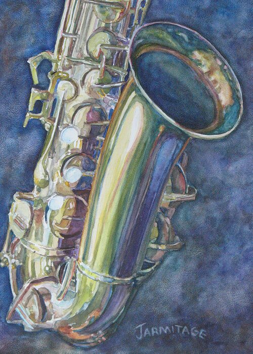Sax Greeting Card featuring the painting Portrait of a Sax by Jenny Armitage