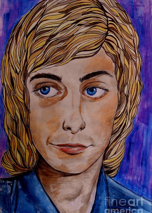Barry Manilow Greeting Card featuring the painting Portrait Of Barry 2 by Joan-Violet Stretch