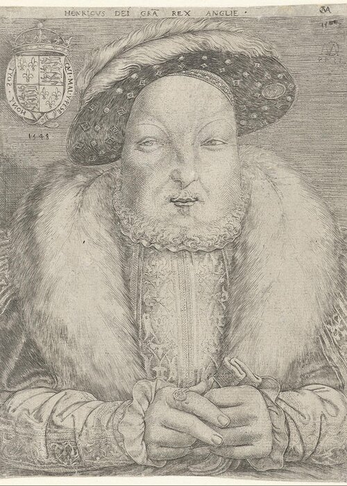 Portrait Greeting Card featuring the drawing Portrait Of King Henry Viii Of England And Ireland by Cornelis Massijs