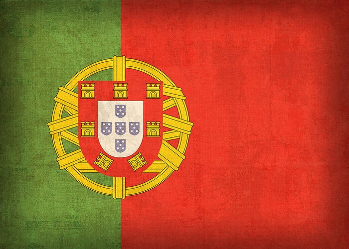 Portugal Flag Vintage Distressed Finish Lisbon Portuguese Europe Nation Country Greeting Card featuring the mixed media Portugal Flag Vintage Distressed Finish by Design Turnpike