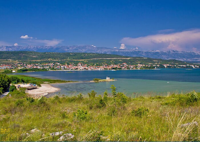 Croatia Greeting Card featuring the photograph Posedarje bay and Velebit mountain by Brch Photography