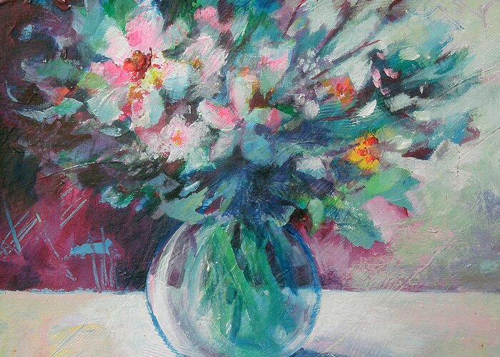 Susanne Clark Greeting Card featuring the painting Posy Bowl by Susanne Clark