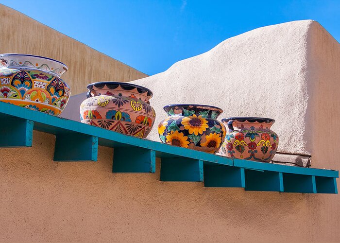 New Mexico Greeting Card featuring the photograph Pots all in a row by W Chris Fooshee