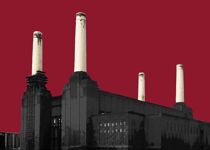 Battersea Greeting Card featuring the mixed media Power - Blazing RED by Big Fat Arts
