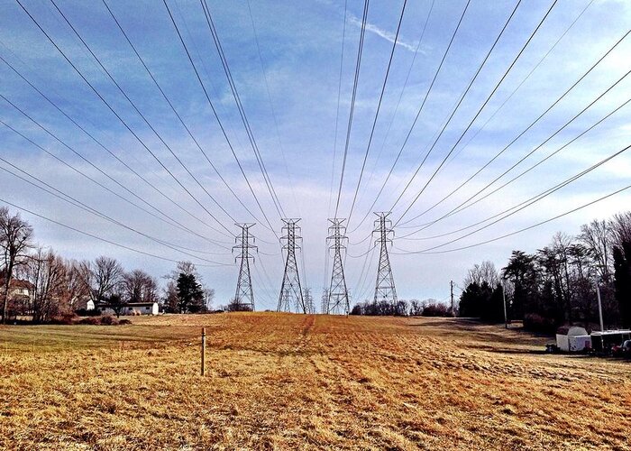 Power Lines Greeting Card featuring the photograph Power by Chris Montcalmo
