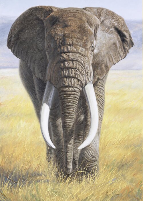 Elephant Greeting Card featuring the painting Power Of Nature by Lucie Bilodeau