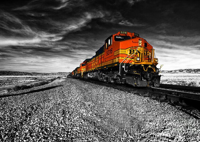 American Freight Train Greeting Card featuring the photograph Power of the Santa Fe by Rob Hawkins