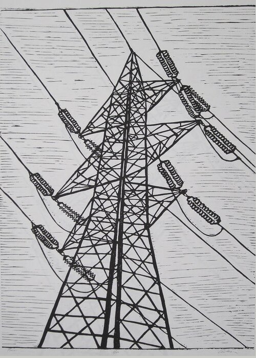 Power Greeting Card featuring the drawing Power by William Cauthern