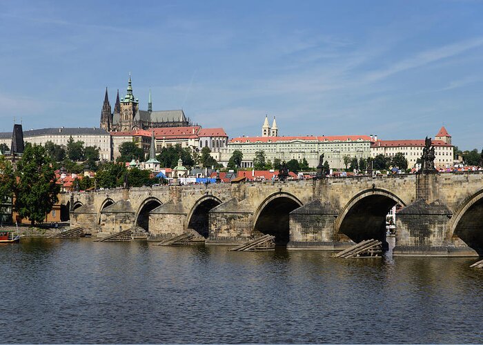 Arch Greeting Card featuring the photograph Prague, Czech Republic - Charles Bridge by David Min