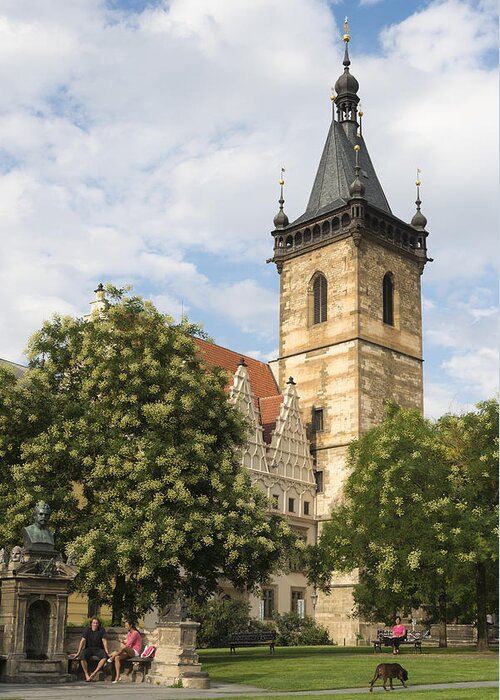 Prague Greeting Card featuring the photograph Prague New Town Hall by Matthias Hauser
