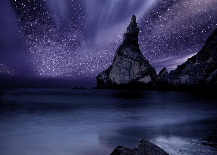 Night Greeting Card featuring the photograph Prelude to Divinity by Jorge Maia