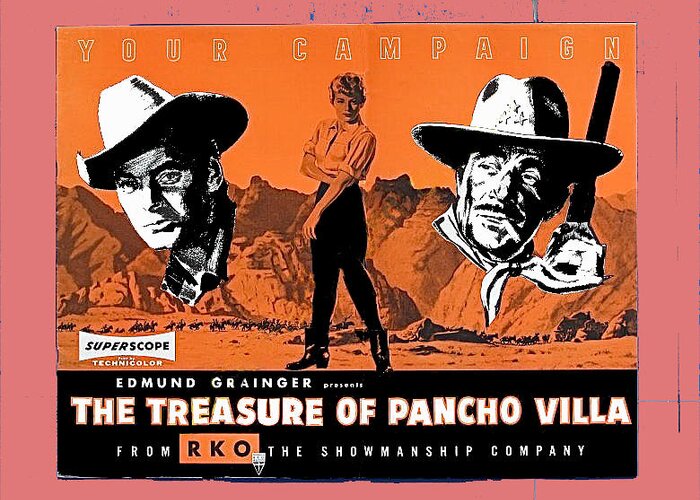 Pressbook The Treasure Of Pancho Villa 1955 Greeting Card featuring the photograph Pressbook The Treasure of Pancho Villa 1955 by David Lee Guss