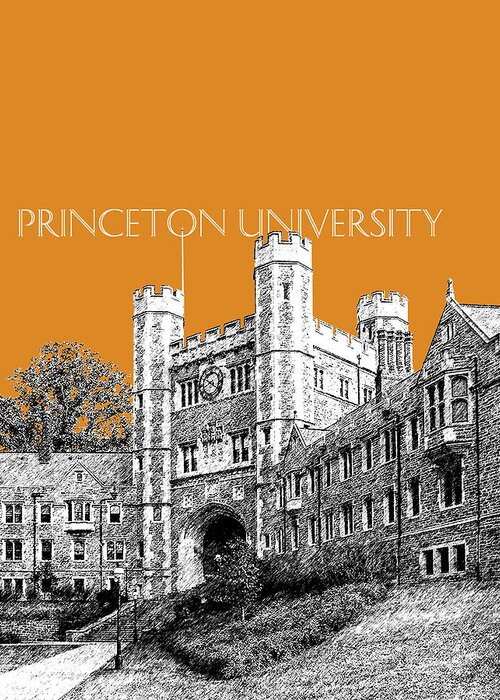 University Greeting Card featuring the digital art Princeton University - Dark Orange by DB Artist