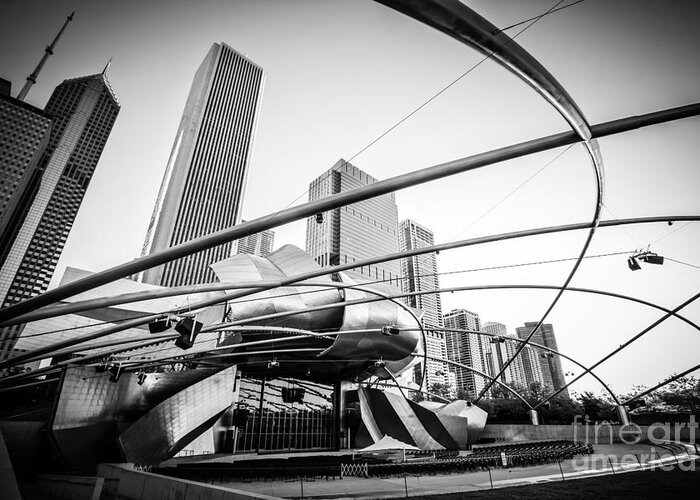 America Greeting Card featuring the photograph Pritzker Pavilion in Black and White by Paul Velgos