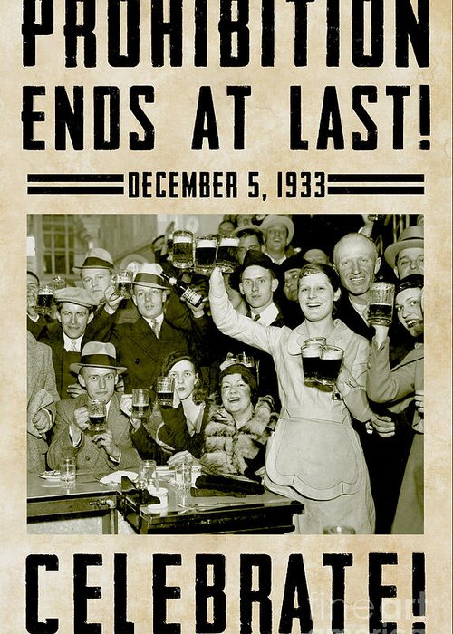 Stamp Out Prohibition Prohibition Beer Liquor Vodka Rum Distillery Gin Brewery Drink Beer Roaring 20s 1920s 1930s Vintage Liquor Vintage Beer Vintage Retro B&w 18th Amendment Historic Bartender Cocktail Alcohol Adult Beverage Cold Beer Bar Restaurant Ladies Beer Celebrate Greeting Card featuring the photograph Prohibition Ends Celebrate by Jon Neidert