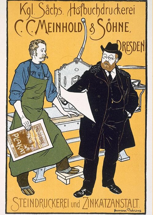 Vintage Greeting Card featuring the painting Poster Advertising C C Meinhold and Sons by Hermann Behrens