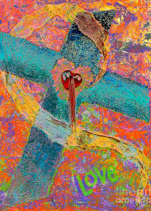 Cross Greeting Card featuring the photograph Psychedelic Cross of Love by Pattie Calfy