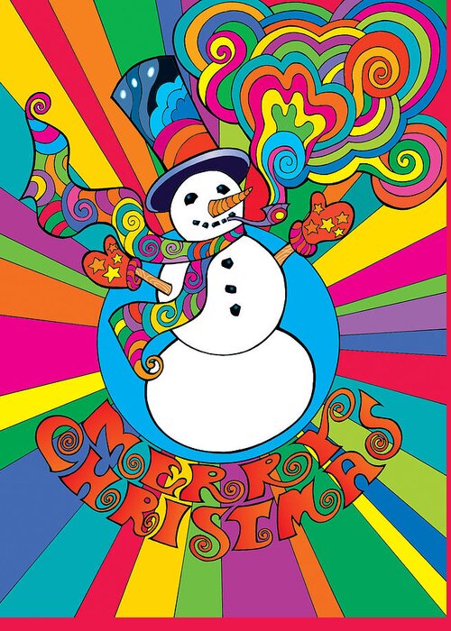 Christmas Greeting Card featuring the digital art Psychedelic Santa 2 by Steven Stines