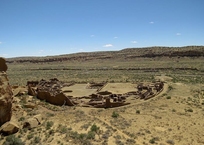 Chaco Greeting Card featuring the photograph Pueblo Bonito from above by Feva Fotos