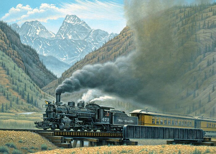 Landscape Greeting Card featuring the painting Pulling for Silverton by Paul Krapf