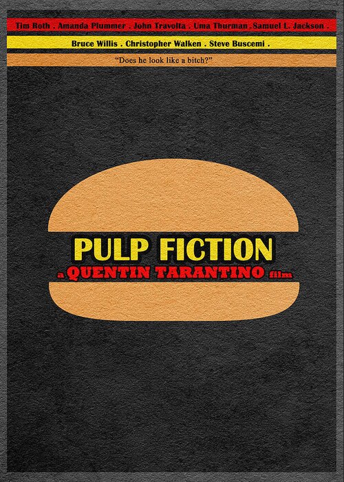 Pulp Fiction Greeting Card featuring the digital art Pulp Fiction by Inspirowl Design