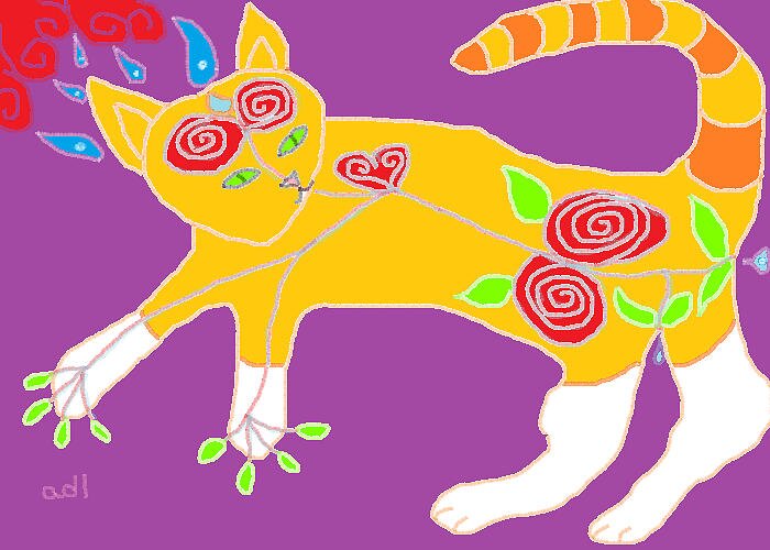 Colorful Modern Cat Paintings Greeting Card featuring the painting Pure Theo by Anita Dale Livaditis