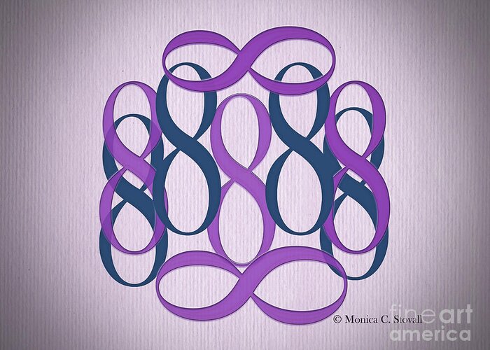 Purple And Teal 8's Design Greeting Card featuring the digital art Purple and Teal 8's by Monica C Stovall