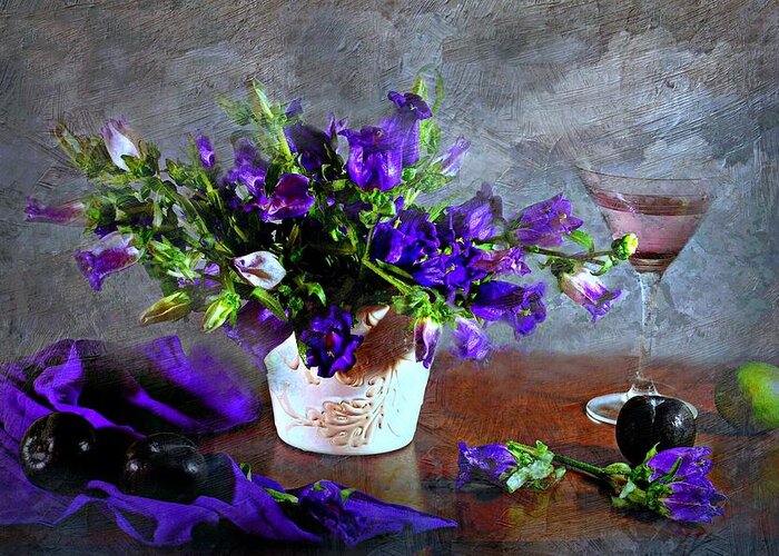 Still Life Greeting Card featuring the photograph Purple Blues by Diana Angstadt