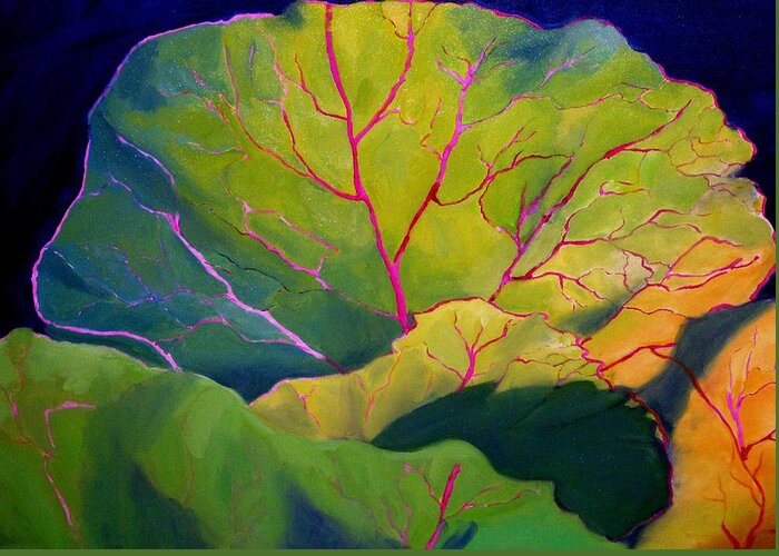 Vegetables Greeting Card featuring the painting Purple Cabbage at Sunrise by Maria Hunt