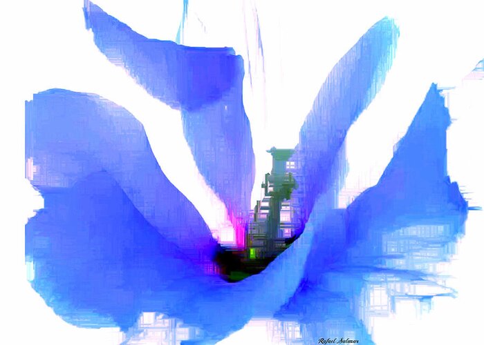 Blue Greeting Card featuring the digital art Purple Flower by Rafael Salazar