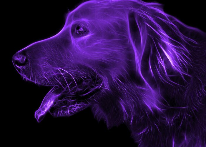 Golden Retriever Greeting Card featuring the digital art Purple Golden Retriever - 4047 F by James Ahn